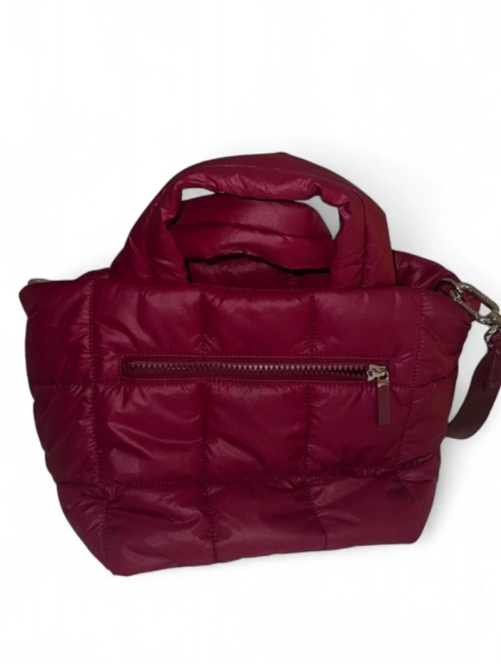 Lululemon Burgundy Quilted Grid Puffer Mini Tote Bag Crossbody Top Handle 2way